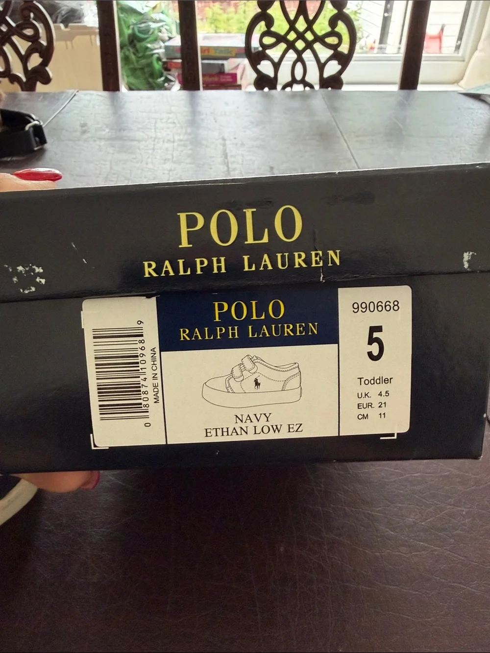 Polo by Ralph Lauren Toddler Navy Canvas Velcro Sneakers with White Soles NIB